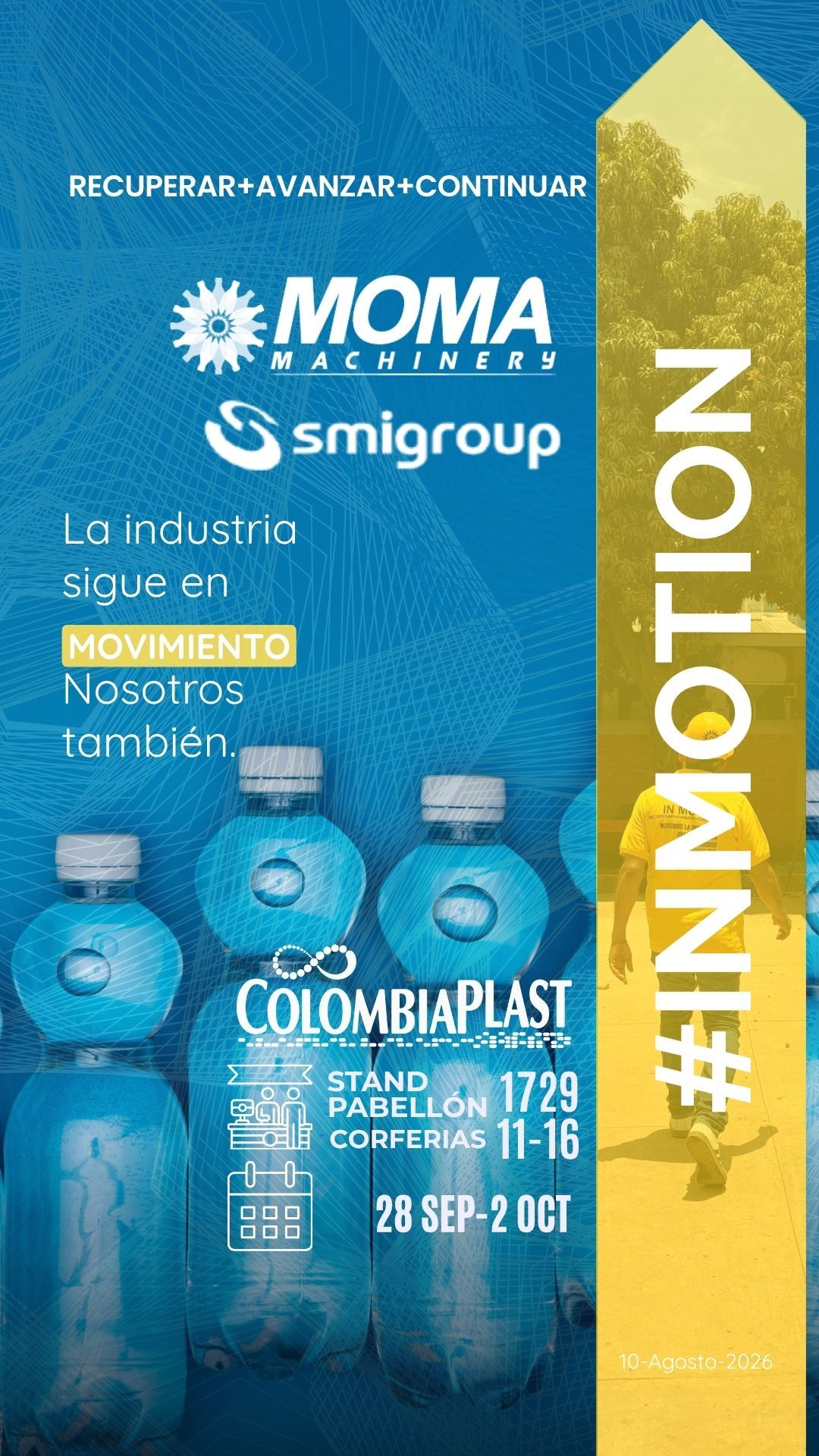 Pieza de la campaña #INMOTION para ColombiaPlast 2026